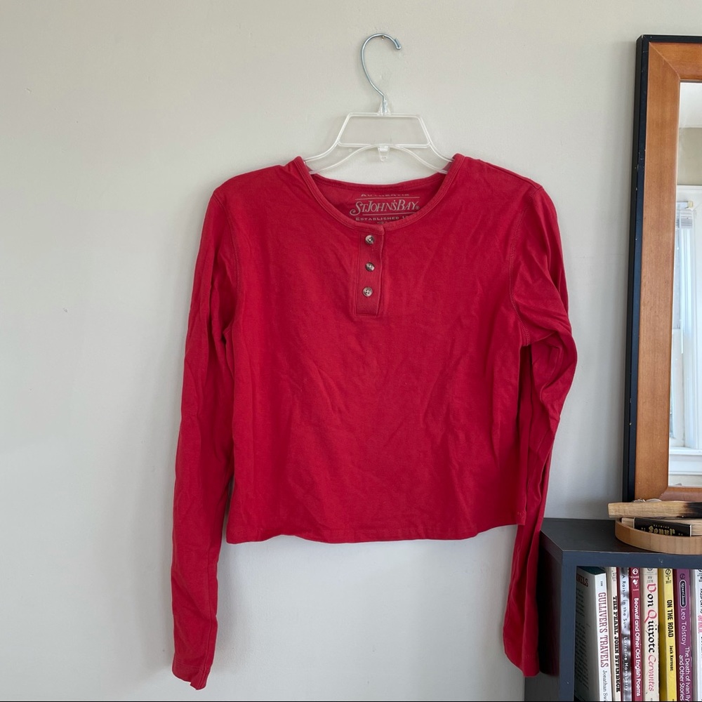 St. John's Bay Red Long Sleeved Top